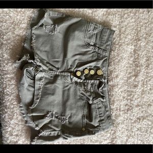 Army green jeans shorts